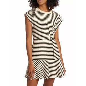 Tanya Taylor Black and White Striped Mini Dress